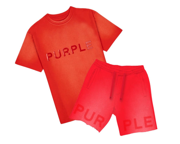 Purple Brand Red Fleece Short Set