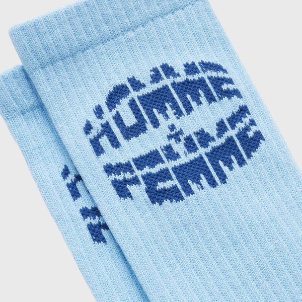 Homme Femme Logo Socks In Sky Blue
