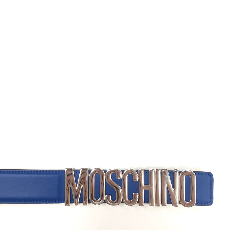 Moschino Couture Calf Logo Belt (Blue)