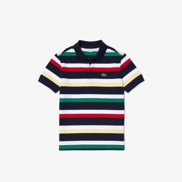 Lacoste Kids Striped Polo (White/Navy)