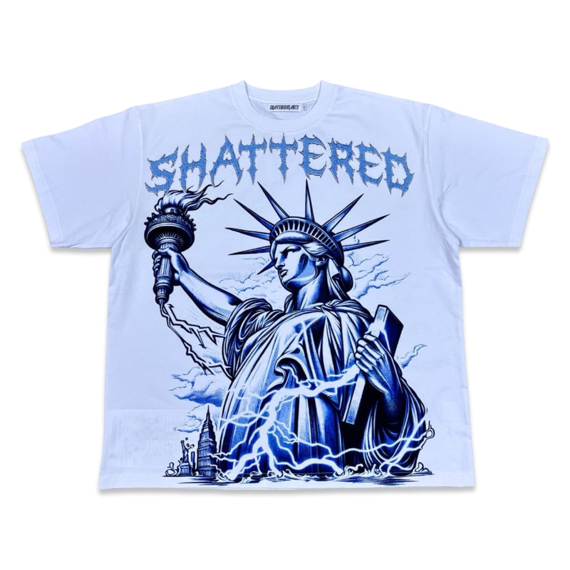 Shattered Hearts “Ms Liberty” White Tee