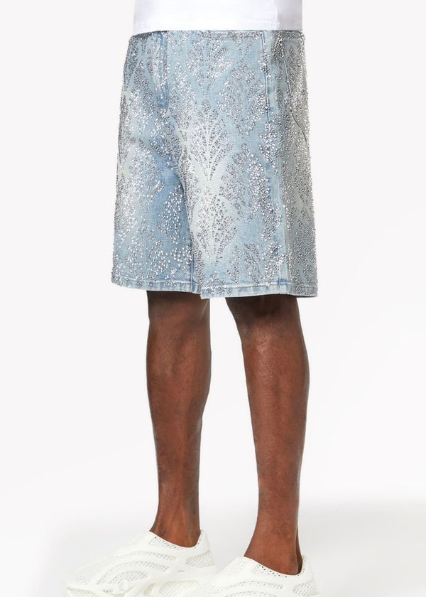 Guapi Aqua Blue Embellished Denim Shorts