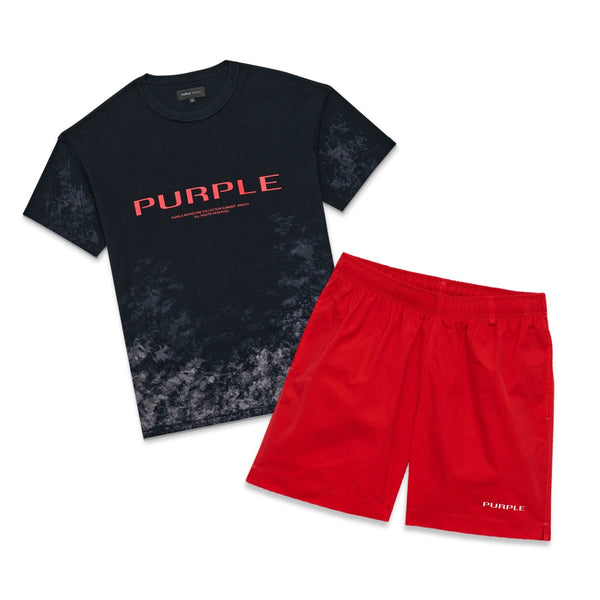 Purple Brand Black Nylon Short Set