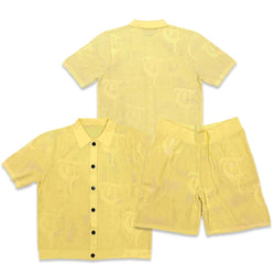 TRNCHS “Bahr” Yellow Button Up Short Set