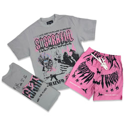 Sugarhill “Pretender” Pink Poly Short Set