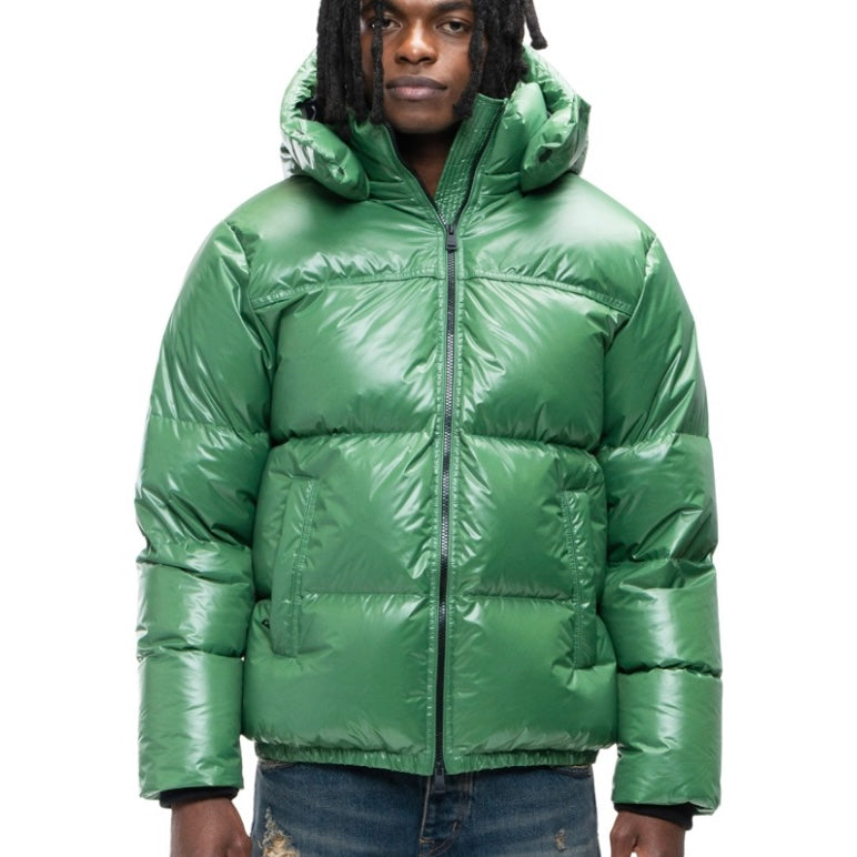 Purple Brand Green Nylon Puffer Jacket