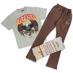 Gunzinii Eagle Brown T-shirt Flare Set