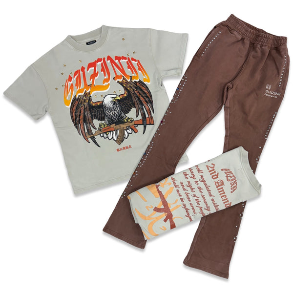 Gunzinii Eagle Brown T-shirt Flare Set