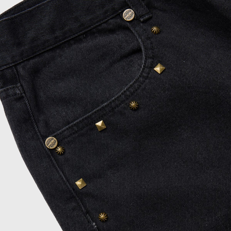 Homme Femme Studded Denim Black Shorts