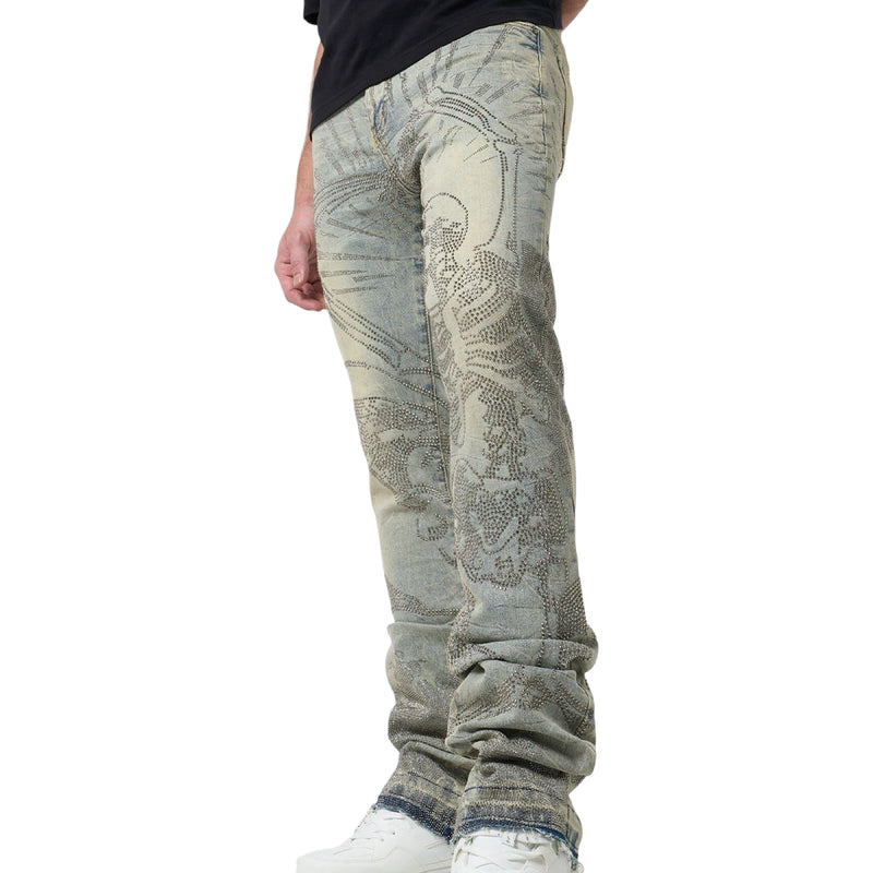 W By Waimea “Revolt Rhinestone” Flare Jeans