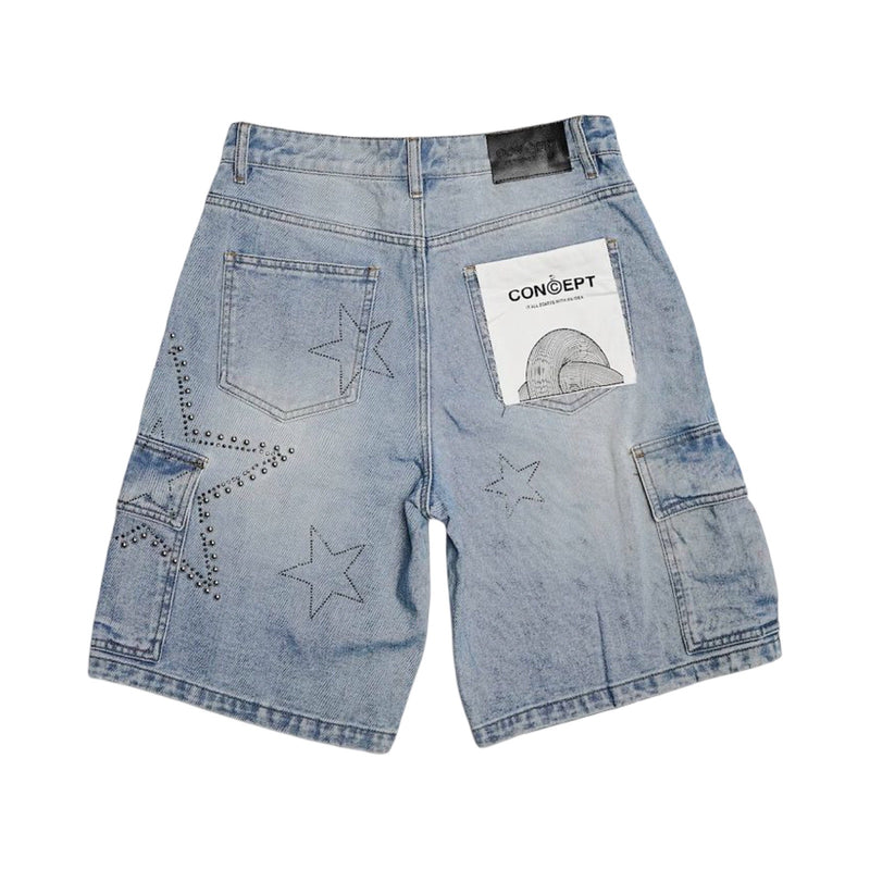 Concept La “Madrid” Blue Wash Shorts