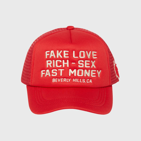 Homme Femme “Fake Love” Trucker Hat In Red