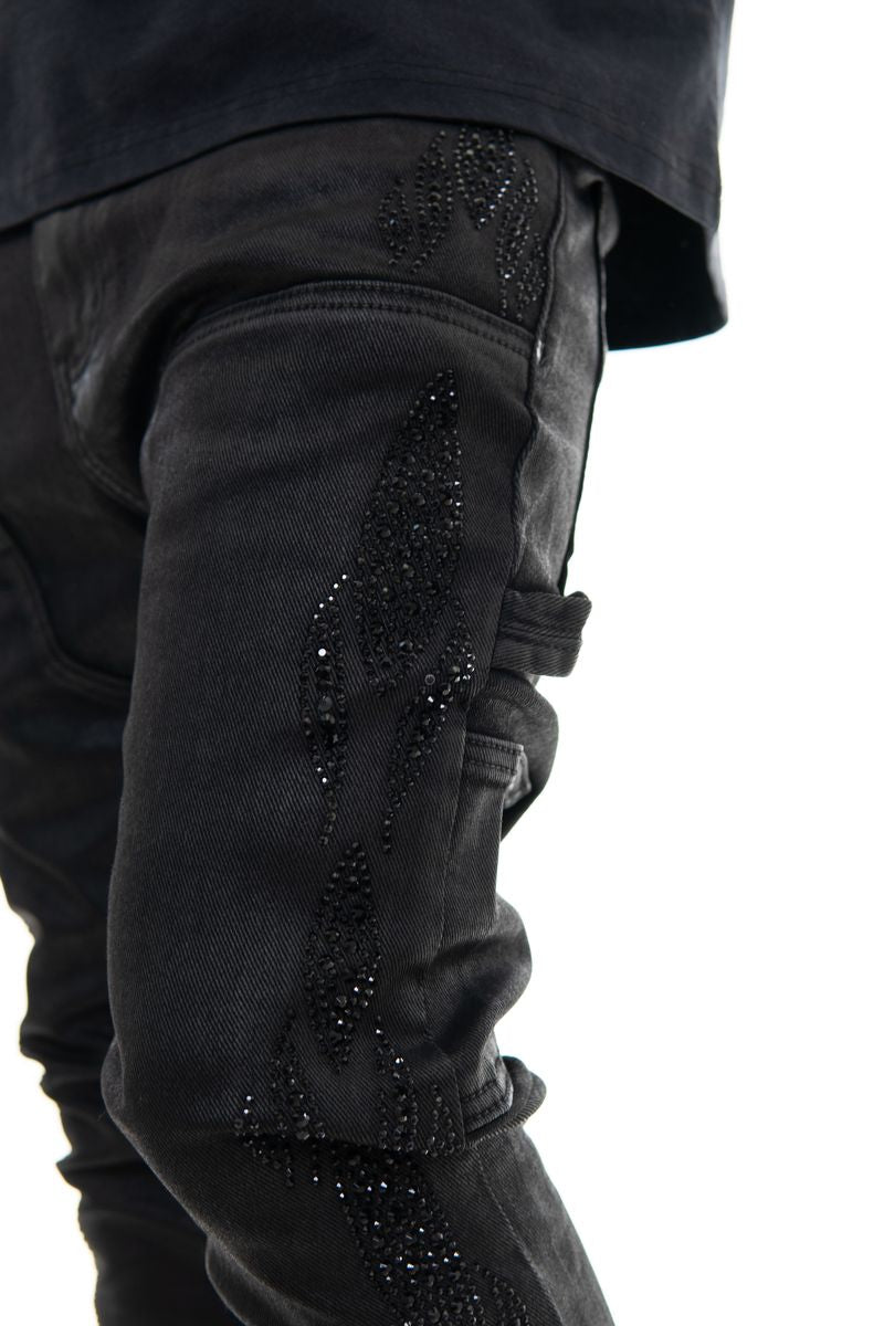Vicious “Embellished Wax” Coated Jeans