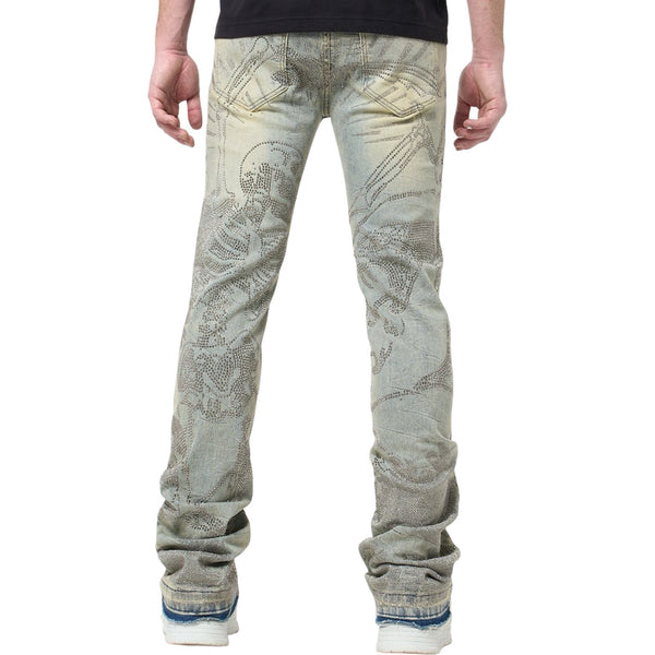 W By Waimea “Revolt Rhinestone” Flare Jeans