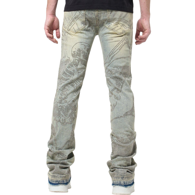 W By Waimea “Revolt Rhinestone” Flare Jeans