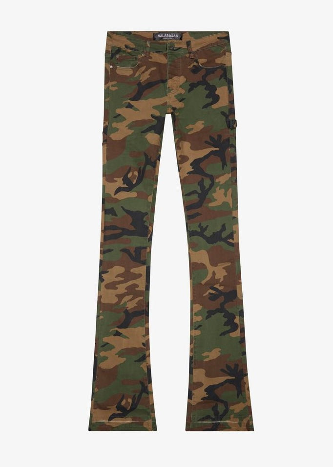 Valabasas “Mr. Extendo” Foliage Green Stacked Flare Jeans