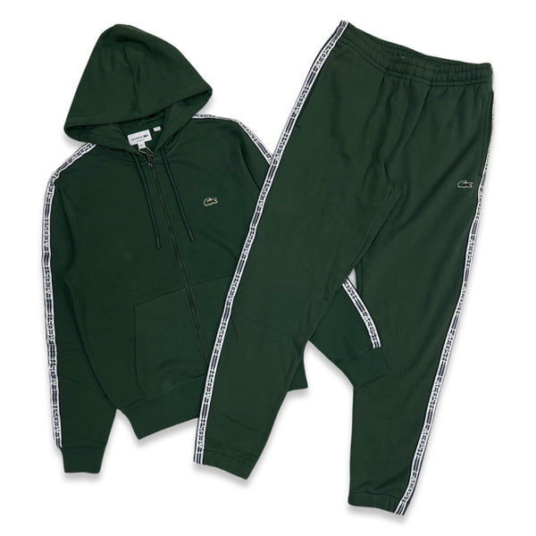 Men’s Fleece Stripe Jogging Set In Green