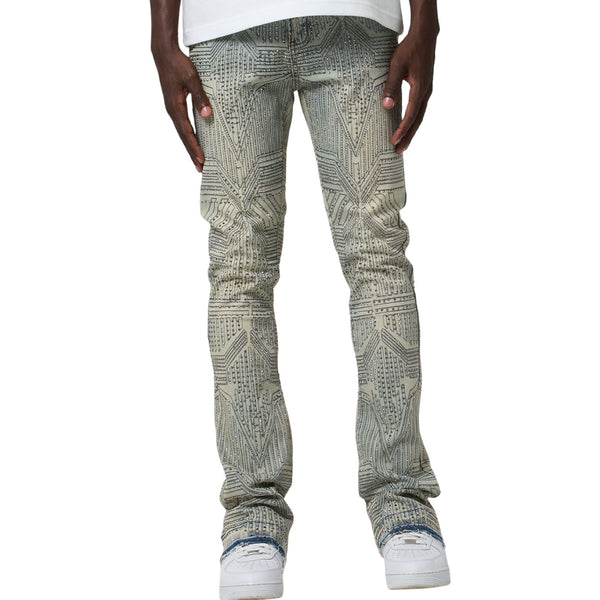 W By Waimea “Arrow Rhinestone” Antique Flare Jeans