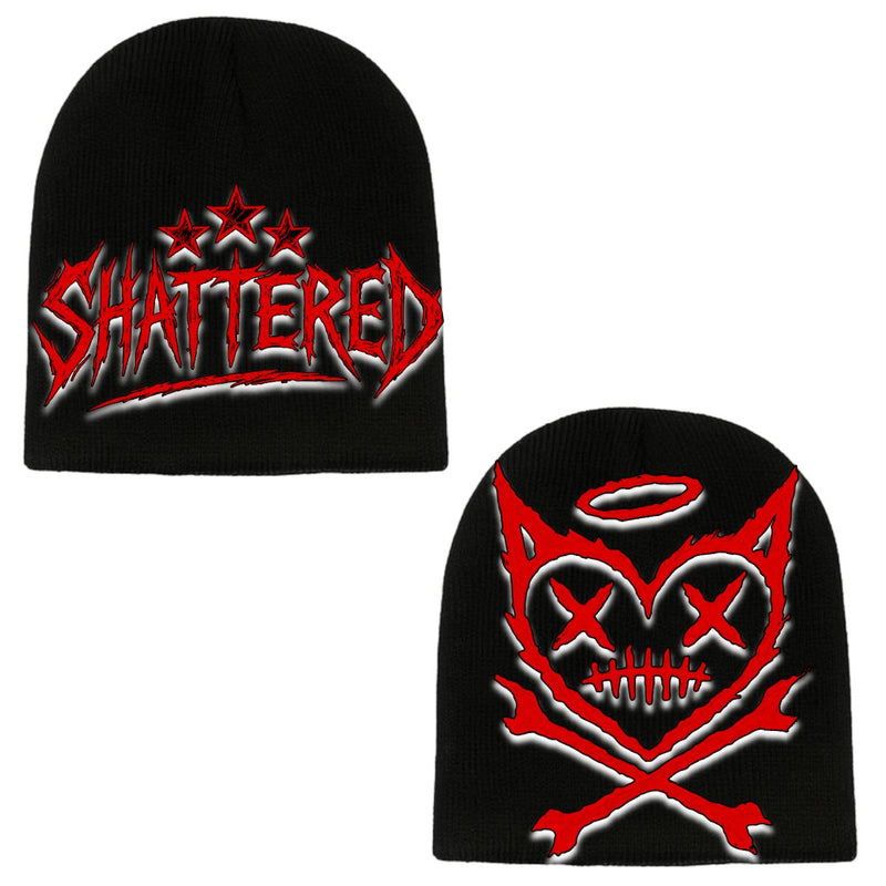 Shattered Hearts “Heads” Black Beanie