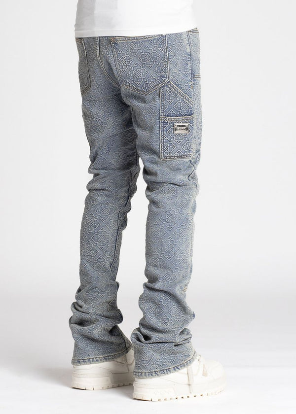 Guapi Vintage Blue Monogram Stacked Jeans