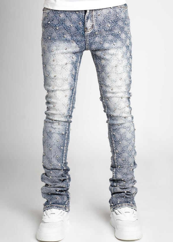 Guapi Aqua Blue Embellished Jeans