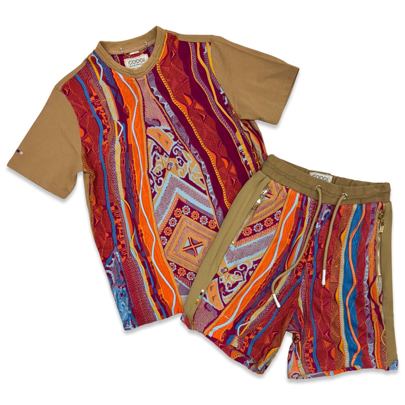 Coogi Multi Khaki Short Set