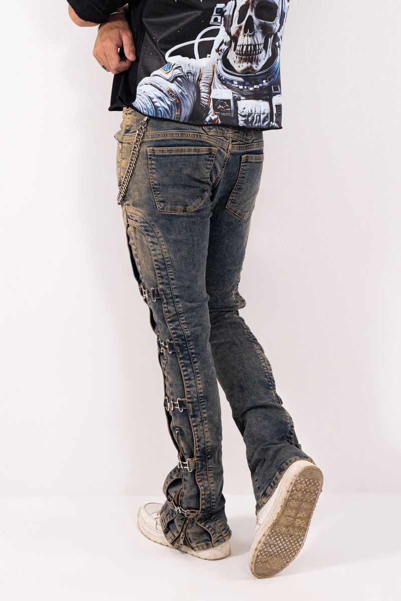 Elite Men’s “Cuban Link” Stacked Buckel Jeans