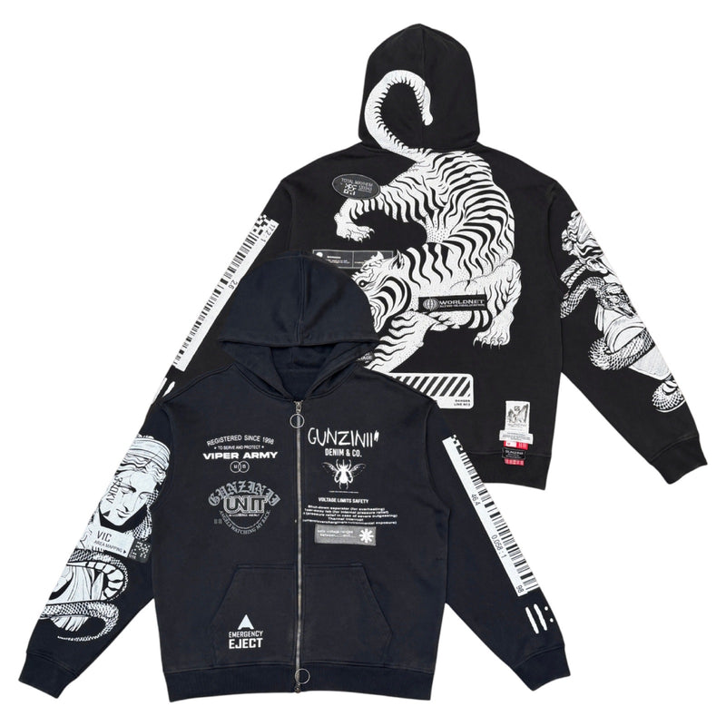 Gunzinii Unit Zip Up Black Hoodie