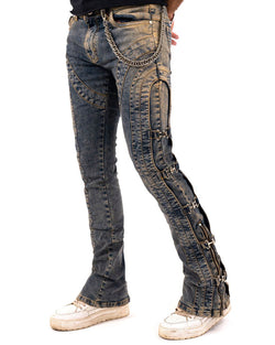 Elite Men’s “Cuban Link” Stacked Buckel Jeans