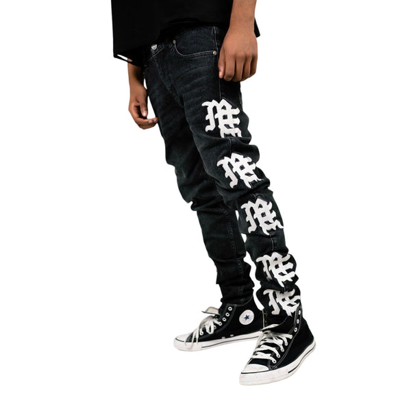 Mixed Emotion “Monogram” Black Wash Jeans