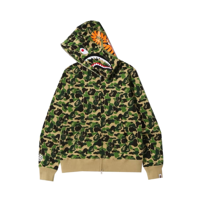 BAPE ABC Green Camo Shark Full Zip Up Hoodie