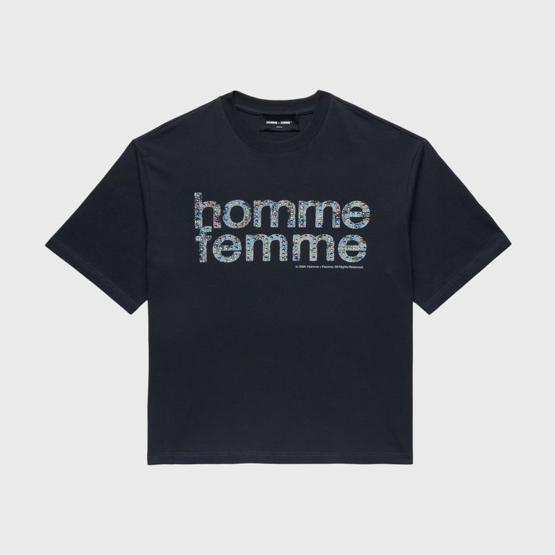 Homme Femme “Mardi Gras” Cropped Black Tee