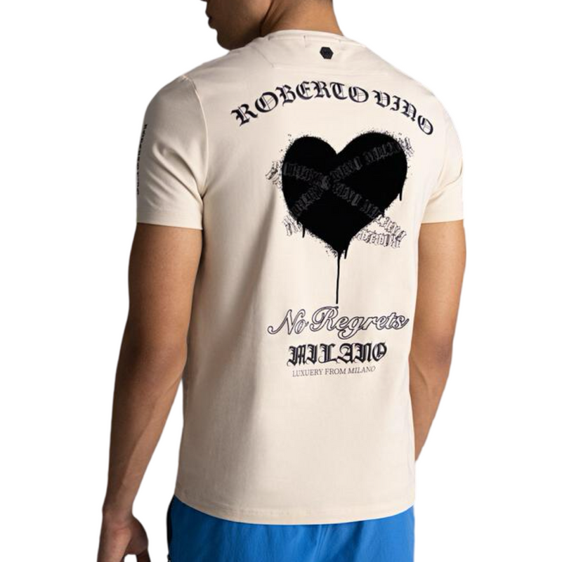 Roberto Vino Tech Heart Beige Tee