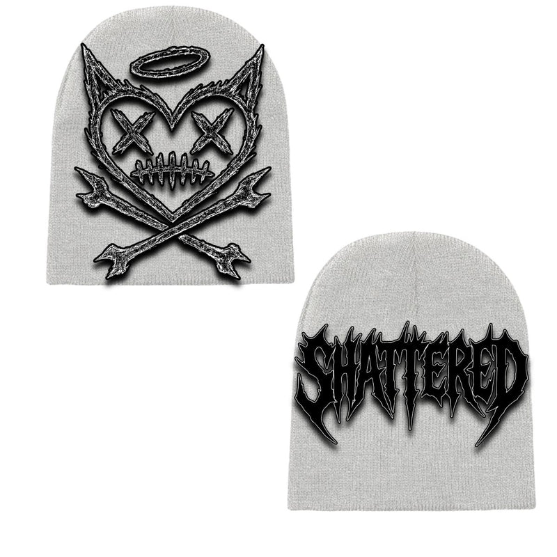 Shattered Hearts “Heads” Gray Beanie