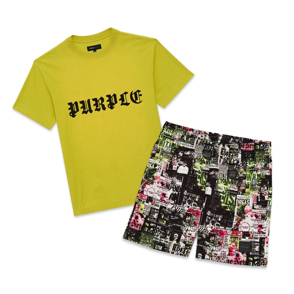 Purple Brand Neon Nylon Short Set