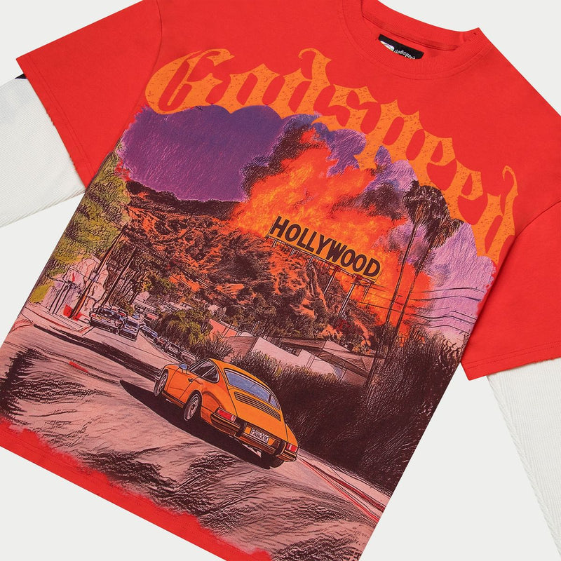 Godspeed “Los Scandalous” Layered Red L/S Tee