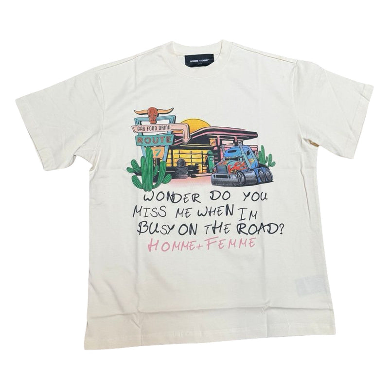 Homme Femme “Truck Stop” White Tee