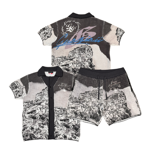 Gunzinii “Amalfi” Black Knitted Short Set