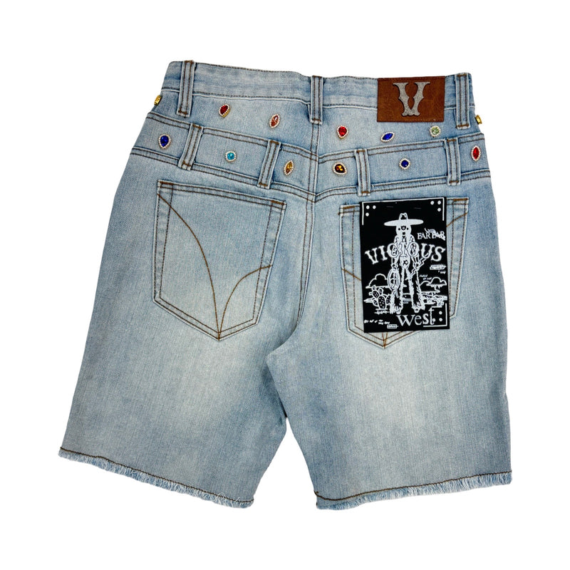 Vicious “Pearls” Indigo Blue Shorts