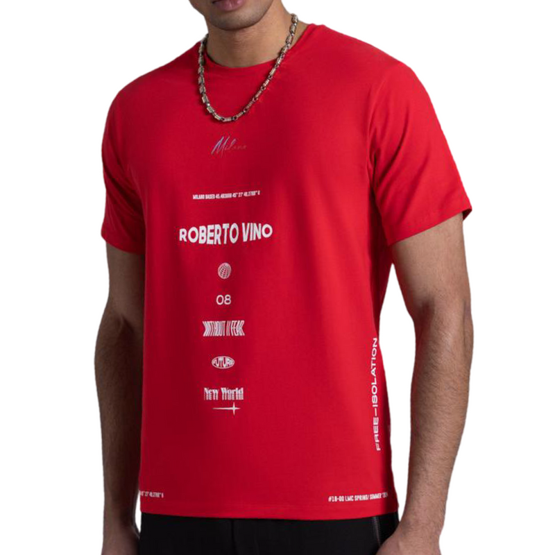 Roberto Vino Tech Logo Red Tee