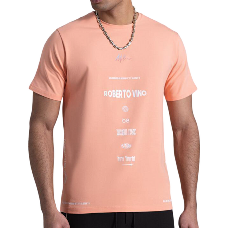 Roberto Vino Tech Logo Apricot Tee