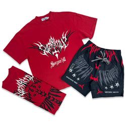 Sugarhill “Sinister” Red Poly Short Set