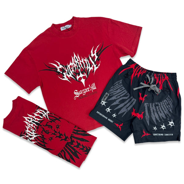 Sugarhill “Sinister” Red Poly Short Set