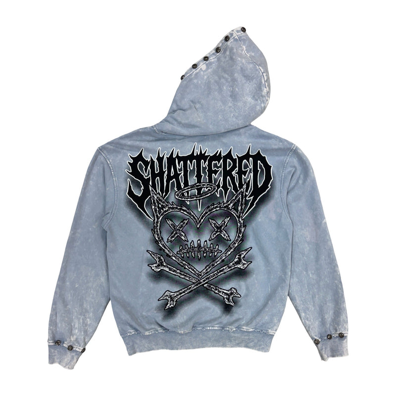 Shattered Hearts “Head” Gray Hoodie
