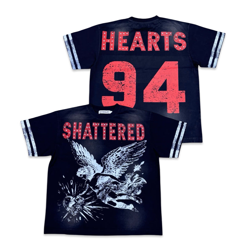 Shattered Hearts “Studded Angel” Black/Red Tee