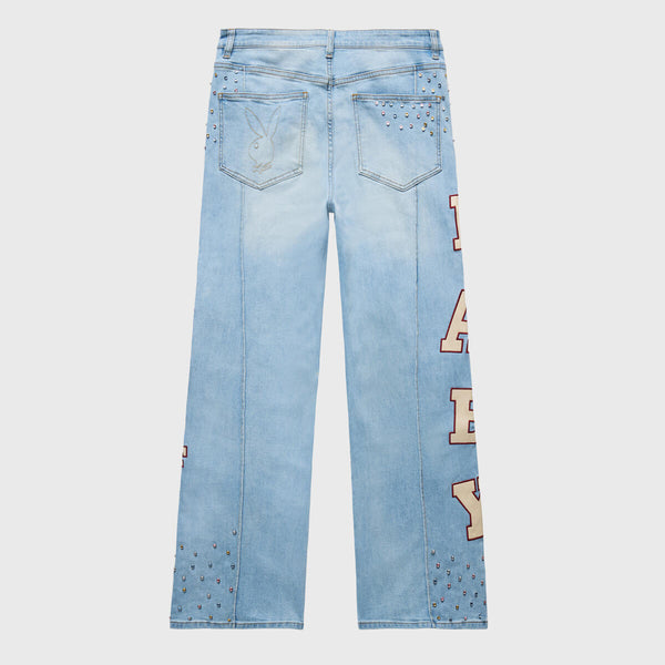 Homme Femme Blue Playboy Flare Jeans