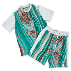 Coogi Multi Teal Short Set