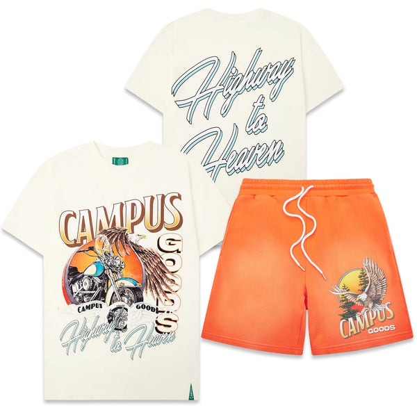 Campus “Highway” Orange Short Set
