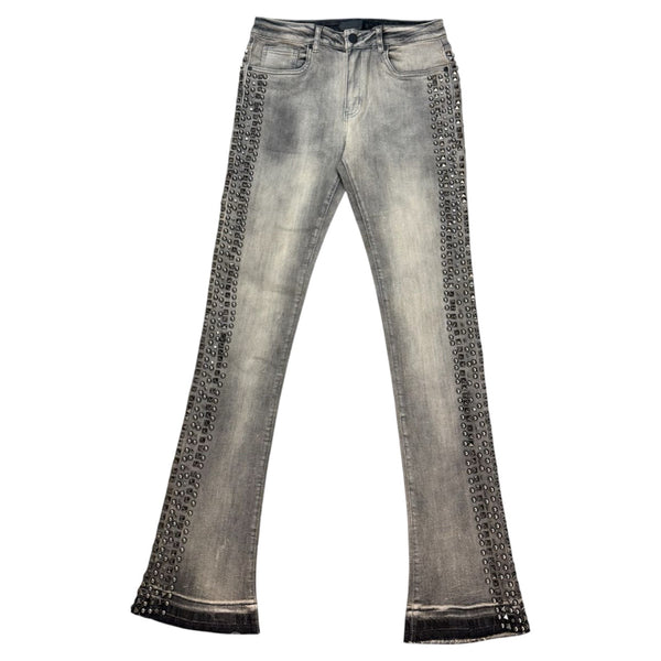 W By Waimea “Studded” Antique Grey Flare Jeans