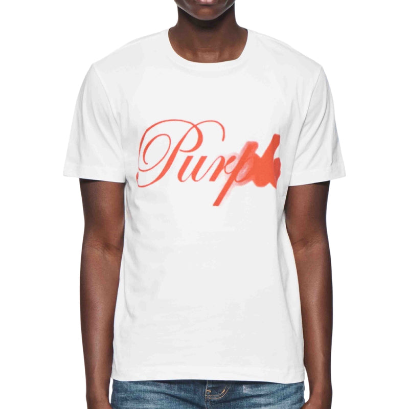 Purple Brand Cursive Print White S/S Tee